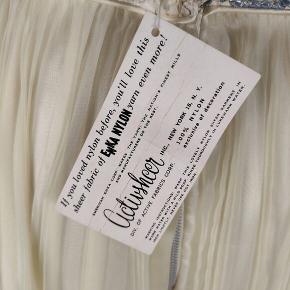 Vintage 60s Fit and Flare Coquette Party Dress Size 6 Ivory Enka Nylon Chiffon - Picture 10 of 16